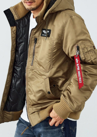 ALPHA アルファ フーデッドリブジャケット TA1571 フライトジャケット Alpha Industries 10％OFF【2L〜4L】ALPHA アルファ フーデッド